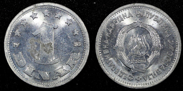 Yugoslavia Aluminum 1953 1 Dinar 1 Year Type FNR legend UNC KM# 30 (24 547)