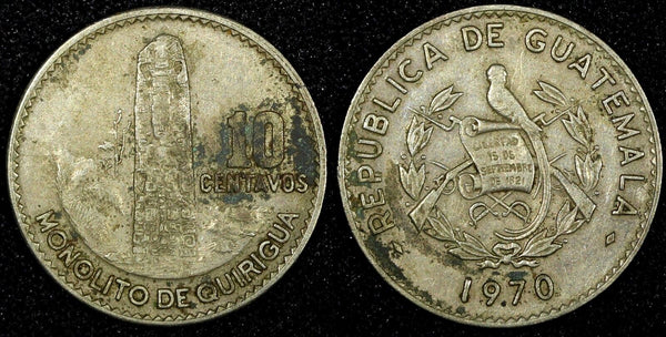 GUATEMALA Copper-Nickel 1969 10 Centavos  KM# 267 (24 640)