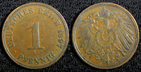 GERMANY - Empire Wilhelm II Copper 1897 J 1 Pfennig Hamburg Mint KM# 10 (23 589)