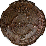 Sweden Carl XIV Johan Copper 1829 1/2 Skilling NGC MS62 BN TOP GRADED KM596 (22)