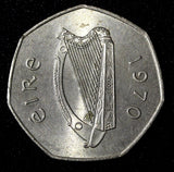 Ireland Republic Copper-Nickel 1970 50 Pence 30 mm 1st Year Type KM# 24 (28 963)
