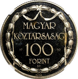 HUNGARY PROOF 1990 BP 100 Forint Hungarian Theater NGC PF66 ULTRA CAMEO KM# 701