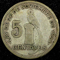 Guatemala Silver 1937 5 Centavos  Royal British Mint KM# 238.2  (24 454)