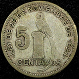 Guatemala Silver 1937 5 Centavos  Royal British Mint KM# 238.2  (24 454)