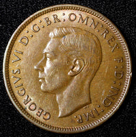 Great Britain George VI Bronze 1940 1 Penny WWII Issue aUNC KM# 845 (28 241)