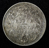 India-British Victoria Silver 1862 Rupee XF Condition .Toned   KM# 473 (27 556)