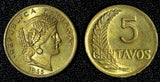 Peru Brass 1956 5 Centavos UNC KM# 223.2 (30 321)