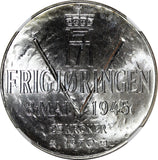 Norway Olav V Silver 1970 25 Kroner NGC MS66 Anniversary of Liberation KM#414(0)