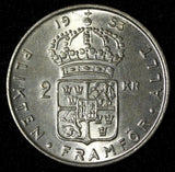 SWEDEN Gustaf VI Adolf Silver 1953 TS 2 Kronor  UNC KM# 827 (28 708)