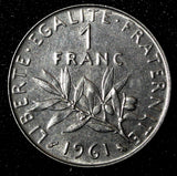 FRANCE Nickel 1961 1 Franc UNC KM# 925.1 (27 742)
