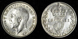 Great Britain George V Silver 1911 3 Pence 1st Year for Type UNC KM# 813 (126)