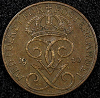 SWEDEN Gustaf V Bronze 1910 1 Öre Better Date KM# 777.2 (24 094)