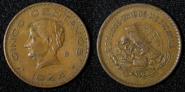 Mexico ESTADOS UNIDOS MEXICANOS Bronze 1944 5 Centavos WWII ISSUE KM# 424 (927)