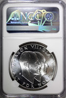 Norway Olav V Silver 1970 25 Kroner NGC MS67 Anniversary of Liberation KM#414(1)