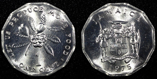 Jamaica Elizabeth II  Aluminum 1975 1 Cent Royal Mint FAO GEM BU KM# 64 (24 266)