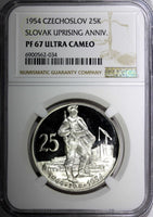 Czechoslovakia PROOF Silver 1954 25 Korun Slovak Uprising NGC PF67 UC KM# 41 (4)