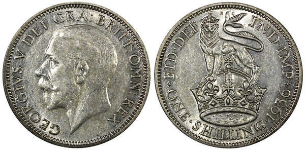 GREAT BRITAIN George V Silver 1936 1 Shilling aUNC/UNC  KM# 833  (24 707)