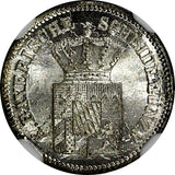 German States BAVARIA Silver 1861 1 Kreuzer NGC MS66 BU Nice Toned KM# 858 (06)