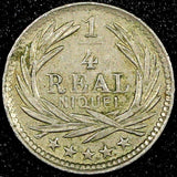 GUATEMALA Copper-Nickel  1901 H 1/4 Real  Heaton Mint Toned KM# 175 (24 569)