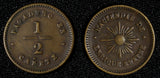 PERU Copper 1870 Token 1/2 - Haciendas de Enrique Swayne  17 mm (30 050)