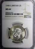 Great Britain George VI Silver 1940 Florin 2 Shillings NGC MS64 GEM KM#855 (1)