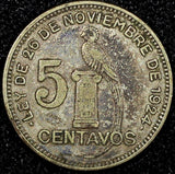 Guatemala Silver 1933 5 Centavos  Royal Mint BETTER DATE KM# 238.2  (24 457)