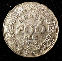 BRAZIL Copper-Nickel 1942 200 Reis Getúlio Dornelles Vargas KM# 545 (27 773)
