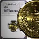 Guatemala Brass 1977 1 Centavo NGC MS66 1 GRADED HIGHEST BY NGC KM# 275.1 (009)