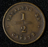 PERU Copper 1870 Token 1/2 - Haciendas de Enrique Swayne  17 mm (30 050)