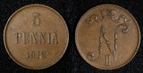 Finland Nicholas II Copper  1912 5 Pennia KM# 15 (27 679)