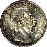 Hungary Franz Joseph I Silver 1916 KB 1 Korona NGC MS62 Toning KM# 492 (028)