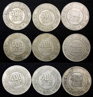 BRAZIL Copper-Nickel LOT OF 9 COINS  1918-1931 400 Reis KM# 520 ( 24 865)