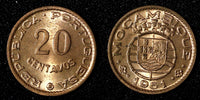 Mozambique Bronze 1961 20 Centavos UNC Toned KM# 85 (27 672)