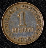 Portugal Bronze 1918 1 Centavo KM# 565 (28 846)