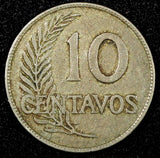 PERU Copper-Nickel 1918 10 Centavos 1st Year Type KM# 214.1 (25 025)