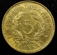 Finland Brass 1950 H 5 Markkaa 23mm UNC KM# 31a (24 086)