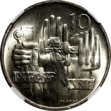 Czechoslovakia Silver 1964 10 Korun Slovak Uprising NGC MS64+ PLUS KM# 56 (008)