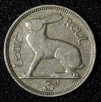 Ireland Republic Copper-Nickel 1948 3 Pence HARE KEY DATE KM# 12a (28 028)