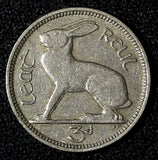 Ireland Republic Copper-Nickel 1948 3 Pence HARE KEY DATE KM# 12a (28 028)