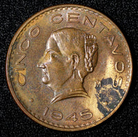Mexico ESTADOS UNIDOS MEXICANOS Bronze 1945 5 Centavos WWII ISSUE KM# 424 (933)