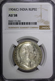 India-British Edward VII Silver 1904(C) Rupee Silver (.917) NGC AU58 KM# 508 (1)