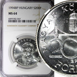 HUNGARY Silver 1994 200 Forint D. Ferenc 1803-1876 NGC MS64 KM# 707 (47)