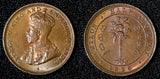 Ceylon George V Copper 1926 1/2 Cent Last Year Type UNC KM# 106 (30 318)