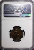 Great Britain George IV Copper 1826 Farthing Bare Bust NGC MS62 BN KM# 697 (020)
