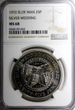 Isle Of Man  1972 25 Pence 25th Wedding NGC MS68 TOP GRADED KM# 25 (43)