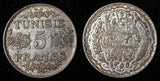 Tunisia Silver AH1355(1936) 5 Francs Paris Mint SCARCE DATE aUNC KM# 261 (443)