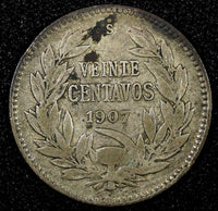 Chile Silver 1907 20 Centavos KM# 151.2 ( 24 040)