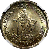 South Africa Silver 1964 10 Cents Jan van Riebeeck NGC MS63 Toned KM# 60 (038)