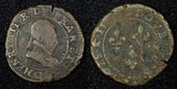 FRANCE Henri III (1574-1589) Copper 1580 Denier Tournois 2,59g. (27 181)