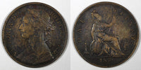 Great Britain Victoria Bronze 1876 H 1 Penny Heaton Mint KM# 755 (28 184)